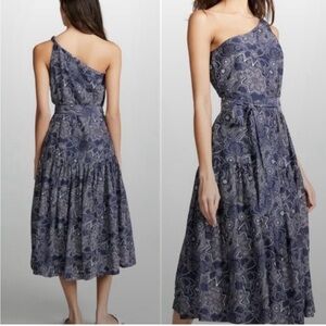 Roberta Roller Rabbit Women's Din Diti Long Dress Blue One Shoulder Medium